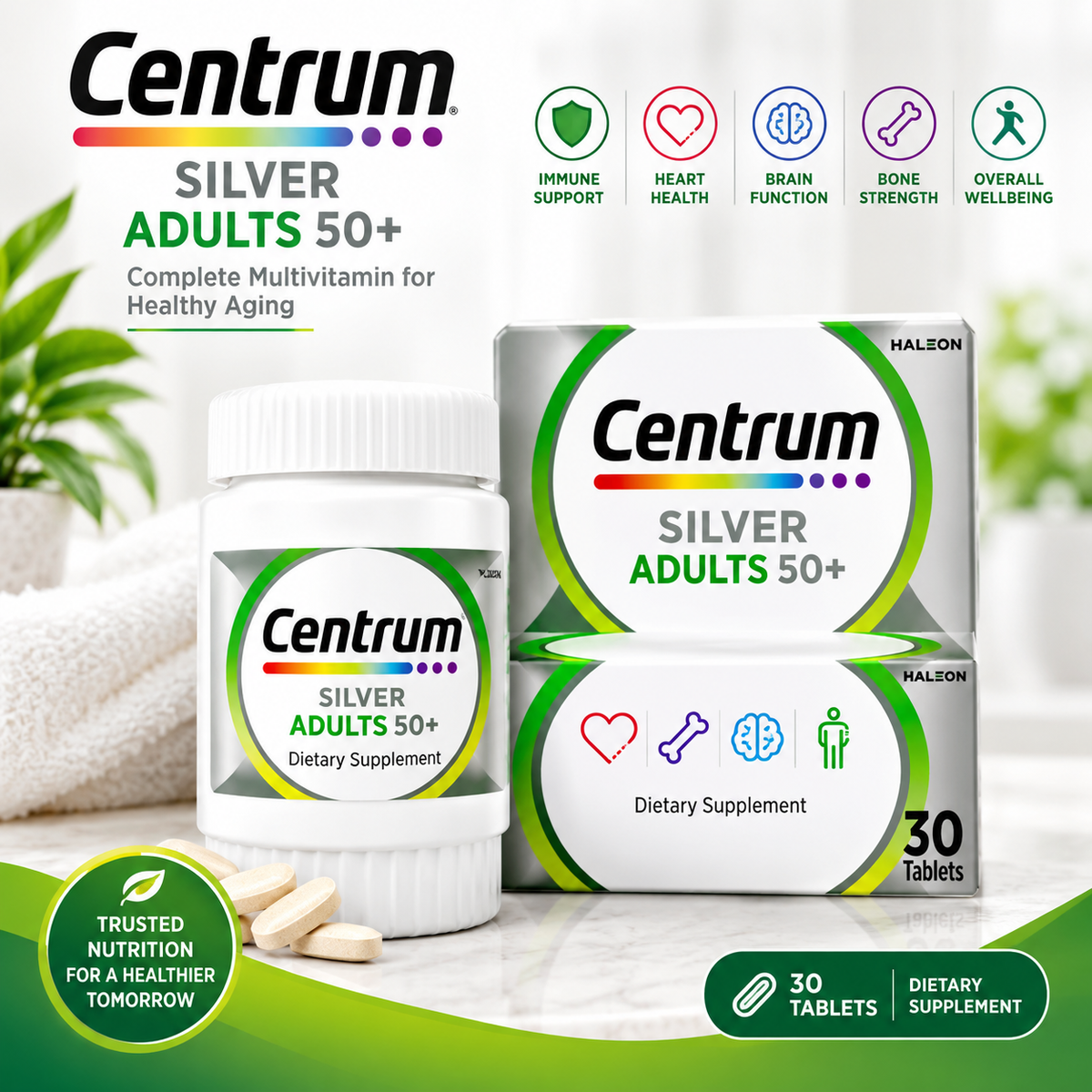 Centrum Silver With Lutein Specially formulated for Adults 50+ 30 Tablets