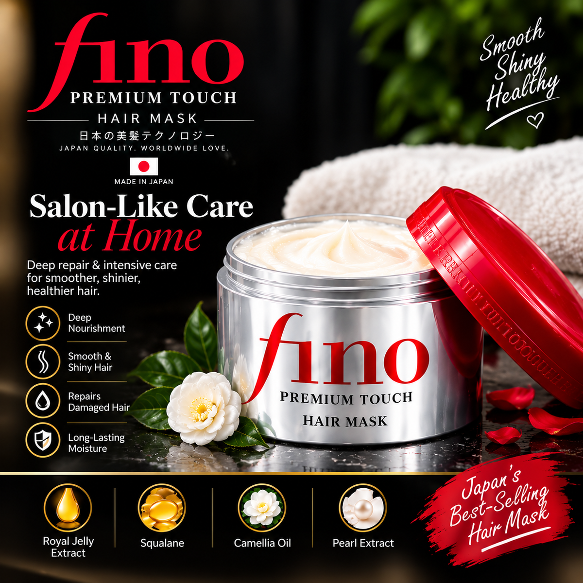 Shiseido Fino Premium Touch Mask, Deep Repair Treatment for Dry, Damaged, and Over-Processed Hair - 230g