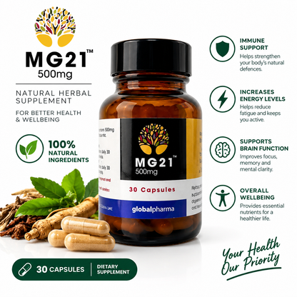 MG21 500 mg 30's Capsules Glass Bottle