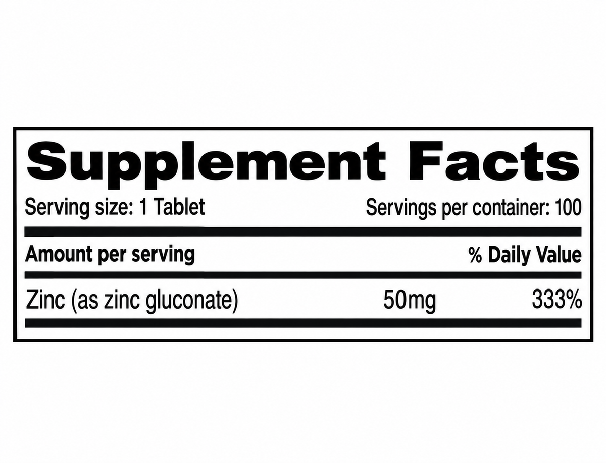 Sunshine Nutrition Zinc 50 mg 100 Tablets