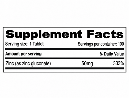 Sunshine Nutrition Zinc 50 mg 100 Tablets