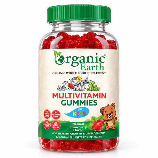 Organic Earth Kids Multivitamin & Mineral Gummies, Vegan, Natural and Antioxidant-Rich - 60s